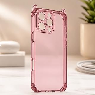 XDcase Detachable DIY Candy Cell Phone Case with Detachable Lanyard Hole Shockproof Phone Case for iPhone 16 Pro (Transparent Pink)