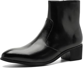 Men's Chelsea Boots Pointed Toe Low Heel Slip On Leather Dress Ankle Boots