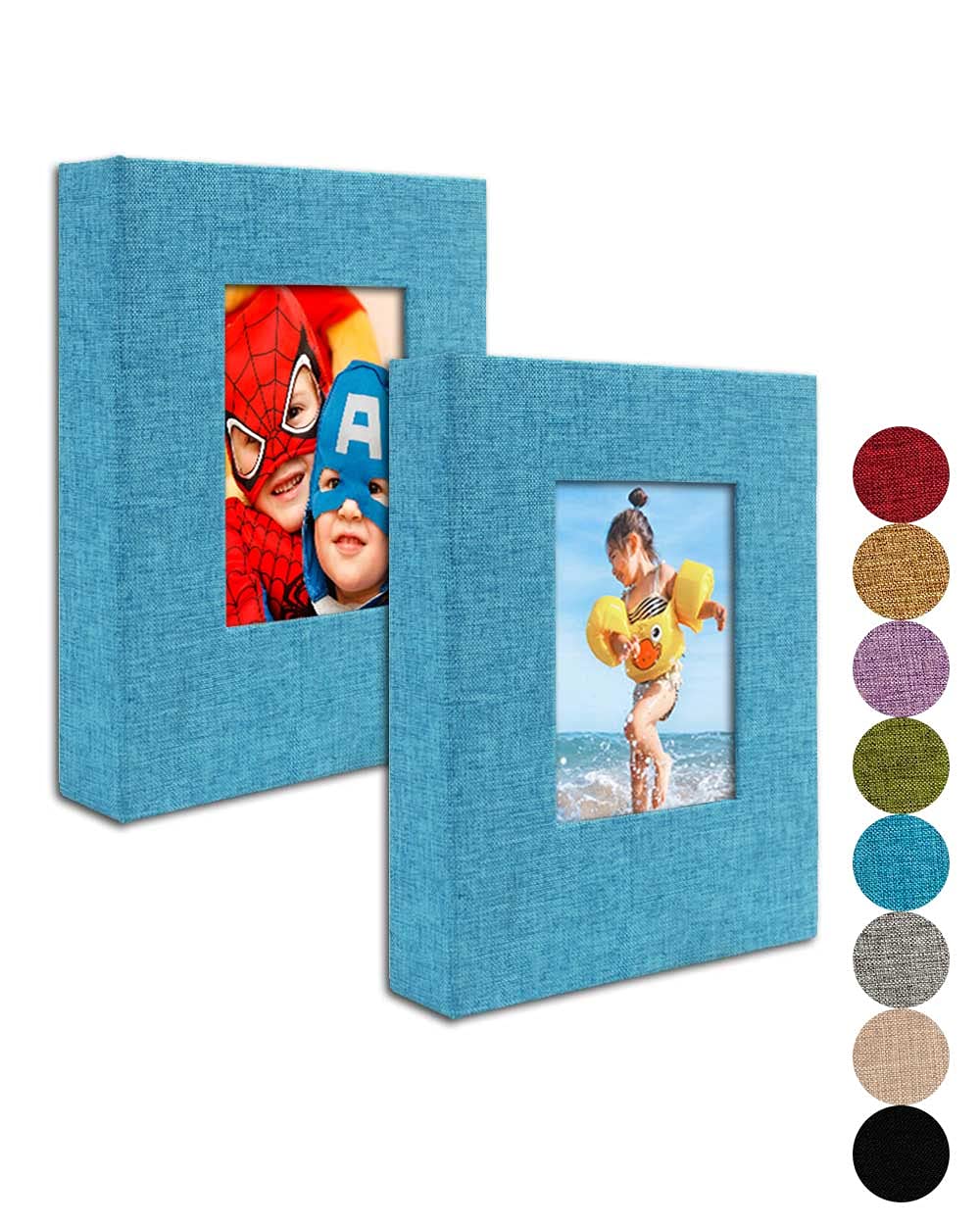 GPIRAL Small Photo Album 4x6 – Clear Pages, Linen Cover with Front Window, Pack 