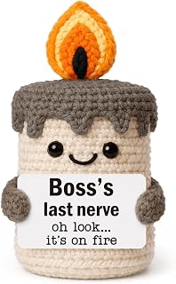 YUEYUQIU Funny Bosses Day Gifts for Women Man, Appreciation Gifts for Boss | Boss Lady Female Male Gifts, Funny Birthday Christmas Leaving Gag Gift for Supervisor Manager, Handmade Crochet Candle Decor