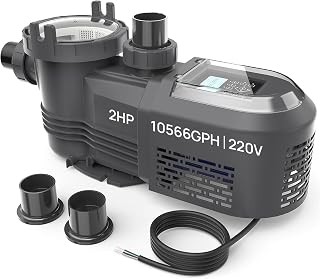 Aquastrong Variable Speed Pool Pump, 2 HP, 220V, 10566GPH, In/Above Pool Pump, Energy Efficient, High Flow, Powerful Self Primming Swimming Pool Pumps with Filter Basket