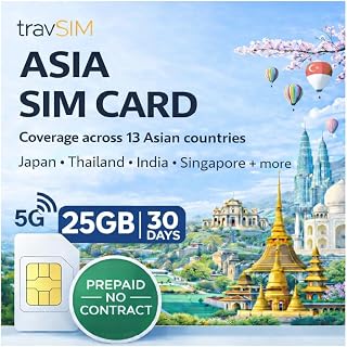 Asia SIM Card Japan + 12 Countries | 25GB HIgh Speed Data to Stay Connected for 30 Days Without Roaming Charges | travSIM