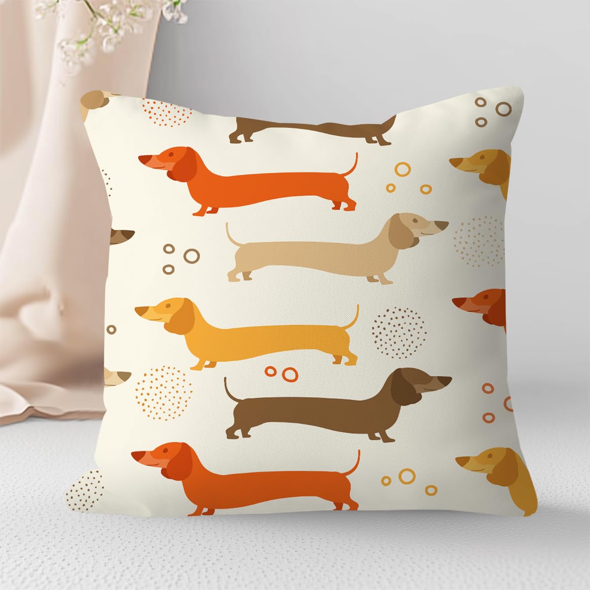 Dog Decor Pillowcase for Dog Lovers Dog Mom Gift Throw Pillow Case 18x18 Nursery