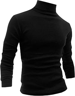 Men's Slim Fit Lightweight Long Sleeve Knitted Pullover Top Turtleneck Sweater T-Shirt