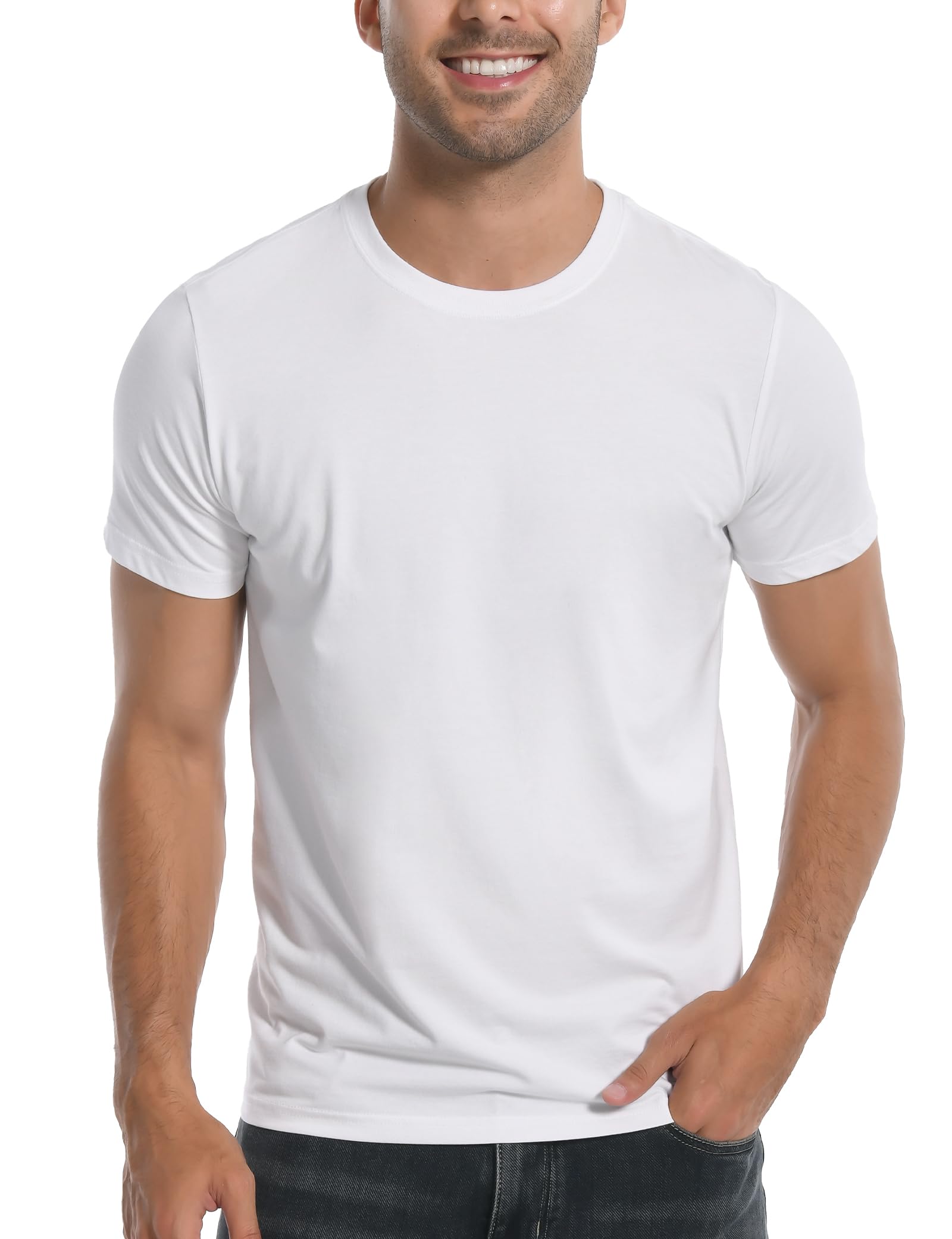Pioneer Camp Men's Bamboo Viscose Shirts Soft Breathable T-Shirt Crew Neck