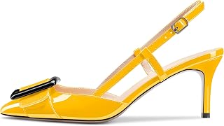 Castamere Women's Stiletto Mid Heel Pointed Toe Slip-On Pumps Slingback Bow Tie Dress Wedding Party Sandals 6.5 cm Heels