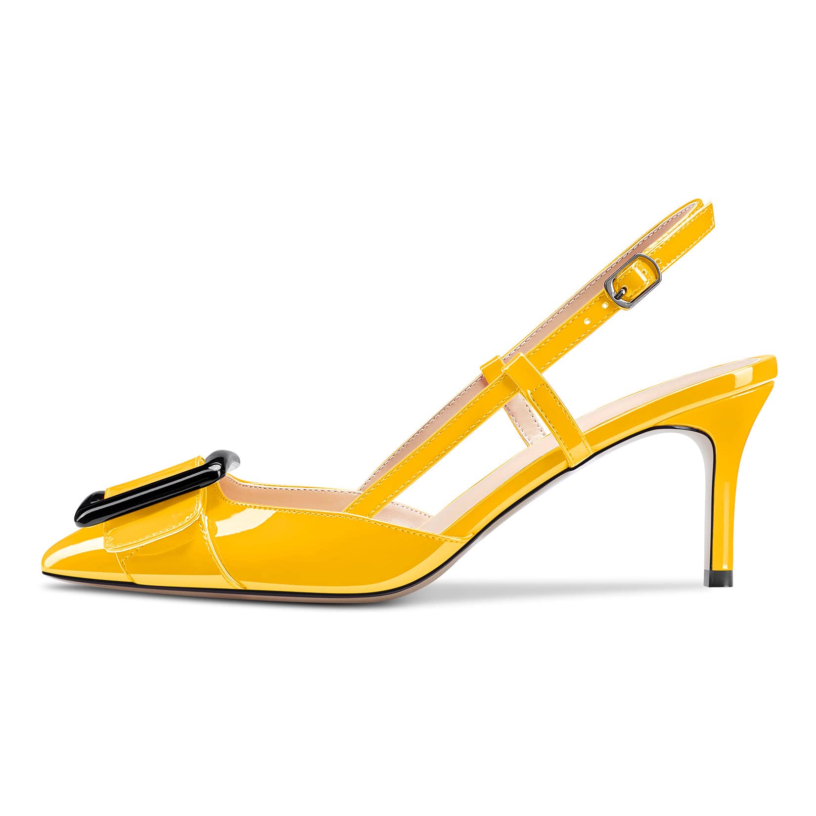 Castamere Women's Stiletto Mid Heel Pointed Toe Slip-On Pumps Slingback Bow Tie 
