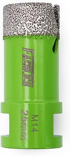 Diamond Drill Bit 25 mm - FACHLICH Vacuum Brazed Diamond Hole with M14 Thread for Porcelain Tile Granite Marble Dry Cut