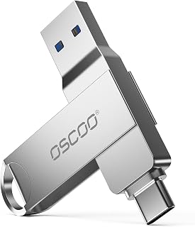 OSCOO 32GB USB Flash Drive, USB 3.1 Gen 1 Dual USB-C & USB-A Memory Stick, Portable Thumb Drive for iPhone 16/17/18, Mac, Android Phones, Tablets, Laptops, Mac, Windows – Photo & Video Backup