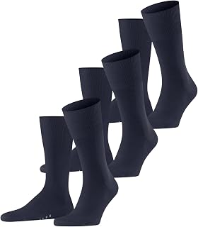 FALKE Men's Airport 3-Pack Socks Wool Cotton Breathable Climate-Regulating