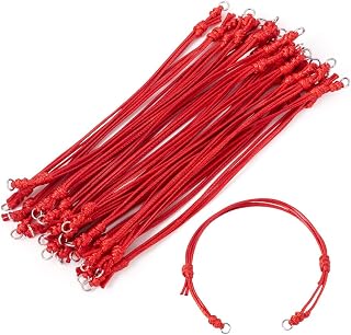 20pcs Adjustable Korean Wax Polyester Cord Bracelets with Jump Rings Friendship Bracelets Jewelry Making DIY Craft Supplies Dark Red 9-1/4" (23.5cm)