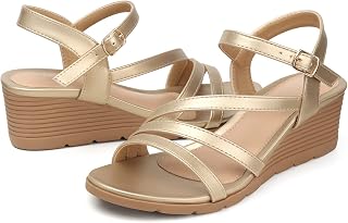 SHIBEVER Women's Elegant Summer Low Wedge Sandals Comfortable Open Toe Sandals