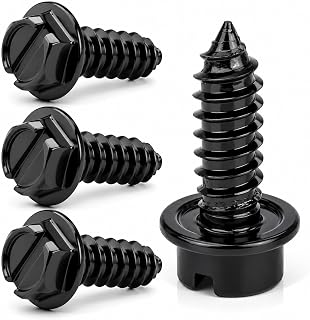 Suspension Dudes License Plate Screws with Rustproof Finish (4-Pack, Black) | License Plate Screw Kit for Front &amp; Rear Plates - License Plate Bolts for Domestic Vehicles, Stainless Steel