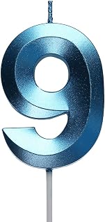 2.76 Inch Blue 9 Birthday Candle,9th Birthday Decoration for Boys Girls