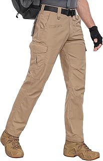 Zoofly Men's Cargo Pants Ripstop Water Resistant Hiking Work Pants Outdoor Multi Pockets Army Tactical Pants (Not Belt)
