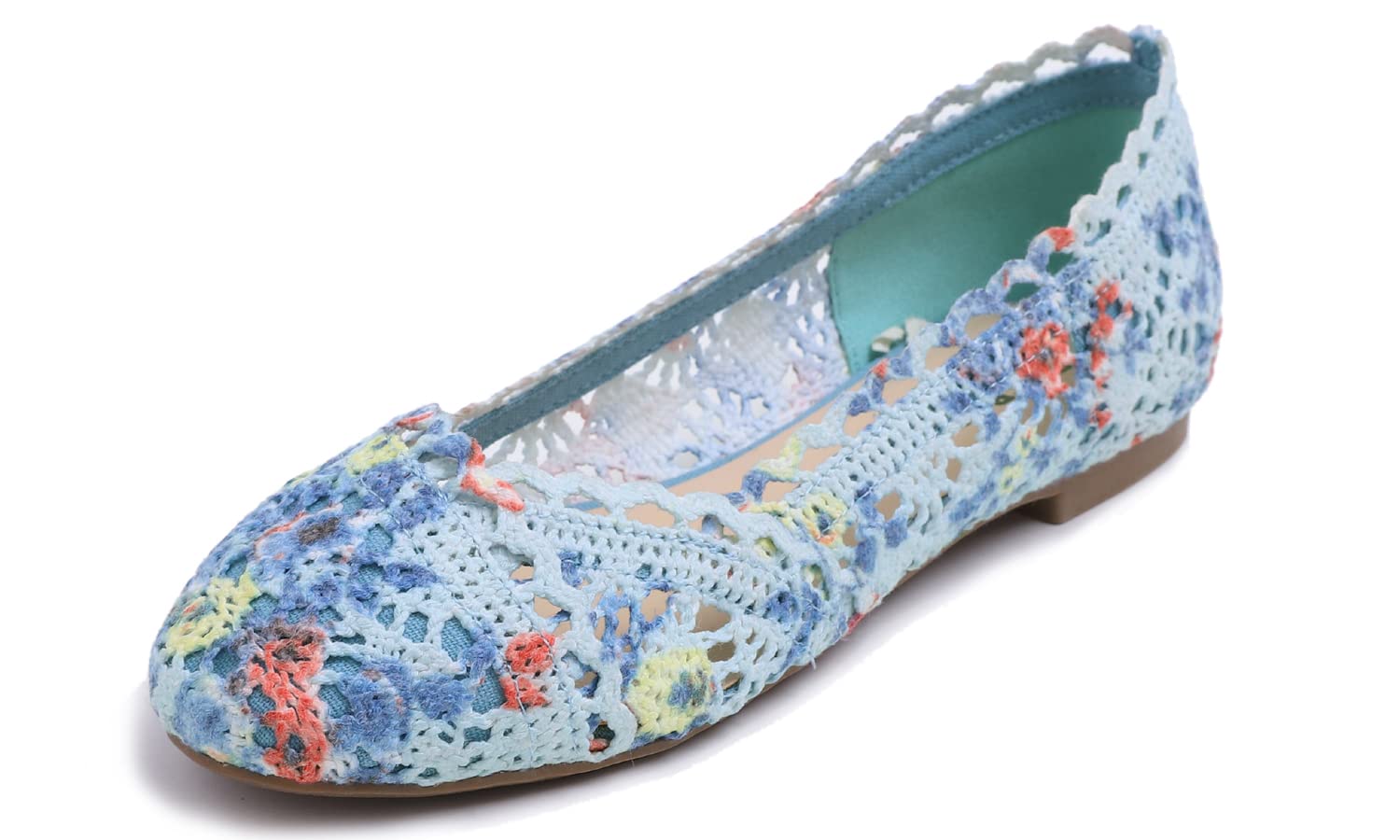 Feversole Round Toe Crochet Ballet Crochet Flats Women's Comfy Breathable Shoes