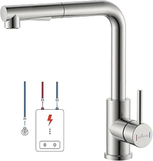Appaso Low Pressure Kitchen Tap, Extendible Low Pressure Kitchen Tap with Sprayer, Kitchen Low Pressure Tap, 3 Connections, Low Pressure Sink Tap with 2 Jet Types for Boiler