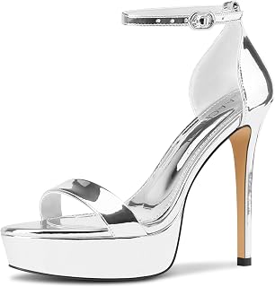Aachcol Women's Platform Sandals Open Toe High Heels Ankle Strap Buckle Sexy 13cm