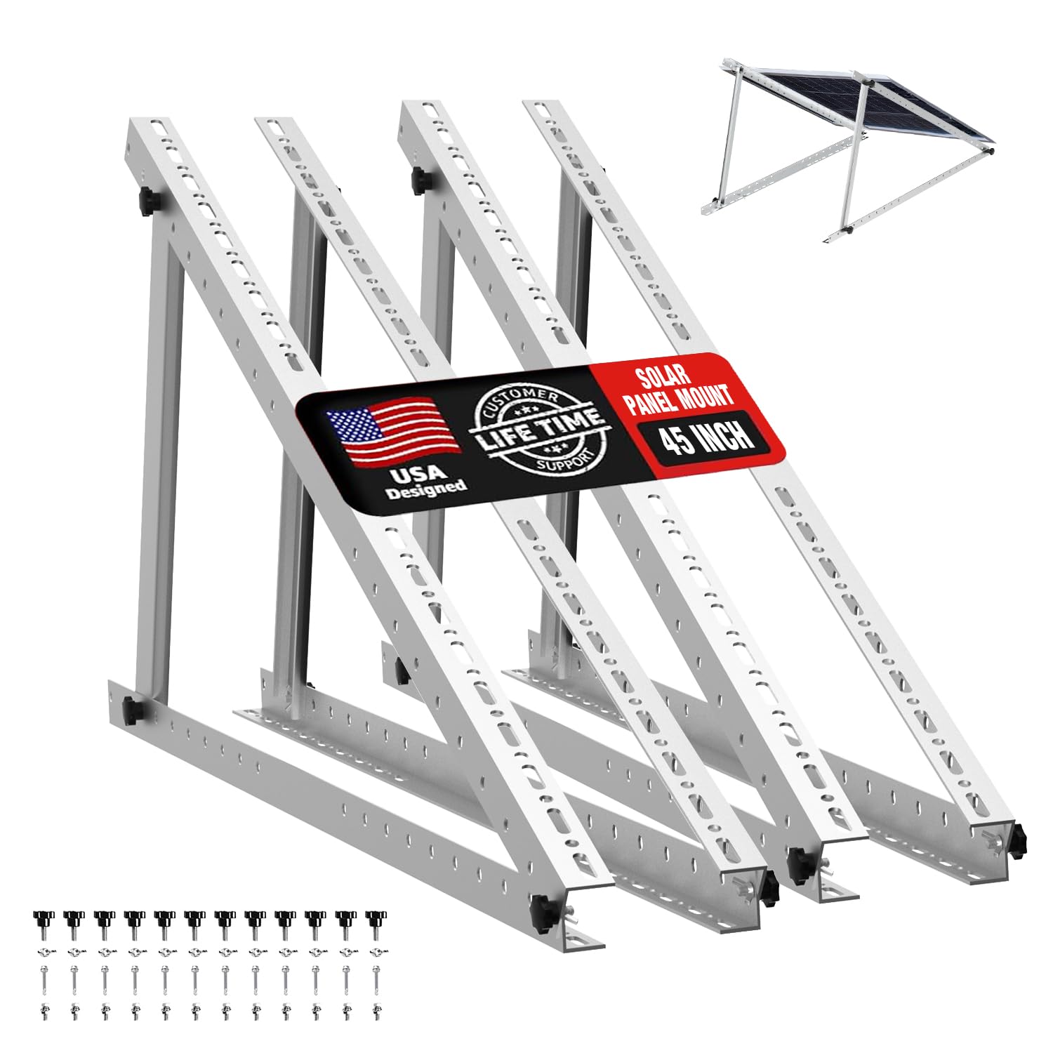 PFCTART 2 Sets 45 inch Solar Panel Mount Brackets | Adjustable with Foldable Til