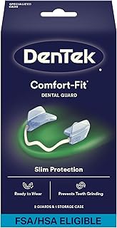 DenTek Comfort-Fit Dental Guard, 1 Storage Case & Pack of 2 Guards | FDA-Cleared Mouth Guard, For Grinding Teeth at Night, Ready to Wear & Adjustable, Non-Bulky Bite Pads, Slim Protection
