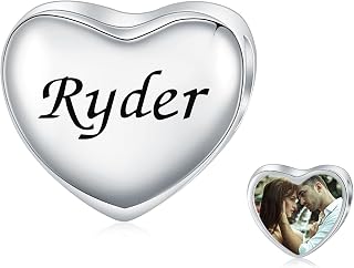 Personalised 2/3/4 Photos Charm - 925 Sterling Silver Customised Bead Holds 2/3/4 Images Pictures Fit Snake Bracelet for Women