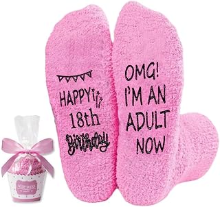 Fluffy Socks,13/18th Year Happy Birthday Gifts for Girls,Cute Warm Bed Sock | Special Girls' Granddaughter Wrapping Stylish Happy Birthday Cupcake-Packaged Socks Keepsake Suitable for Winter Decorations