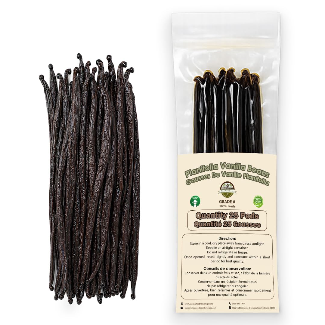 25 Large Vanilla Beans For Making Vanilla Extract Grade A - NON-GMO Fresh Vanill