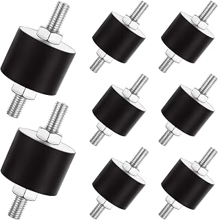 ABuff 8 Pack M10 Rubber Isolator Mounts Double Studs Shock Absorber Anti Vibration Isolator Mounts, 40x30mm Cylindrical Vibration Generator Isolation Mount for Air Compressors Garage Motor Engines