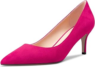 Castamere Women's Needle Medium Kitten Heel 6.5 CM Heels Pointed Toe Pumps Slip-on Classic Cute Office Shoes