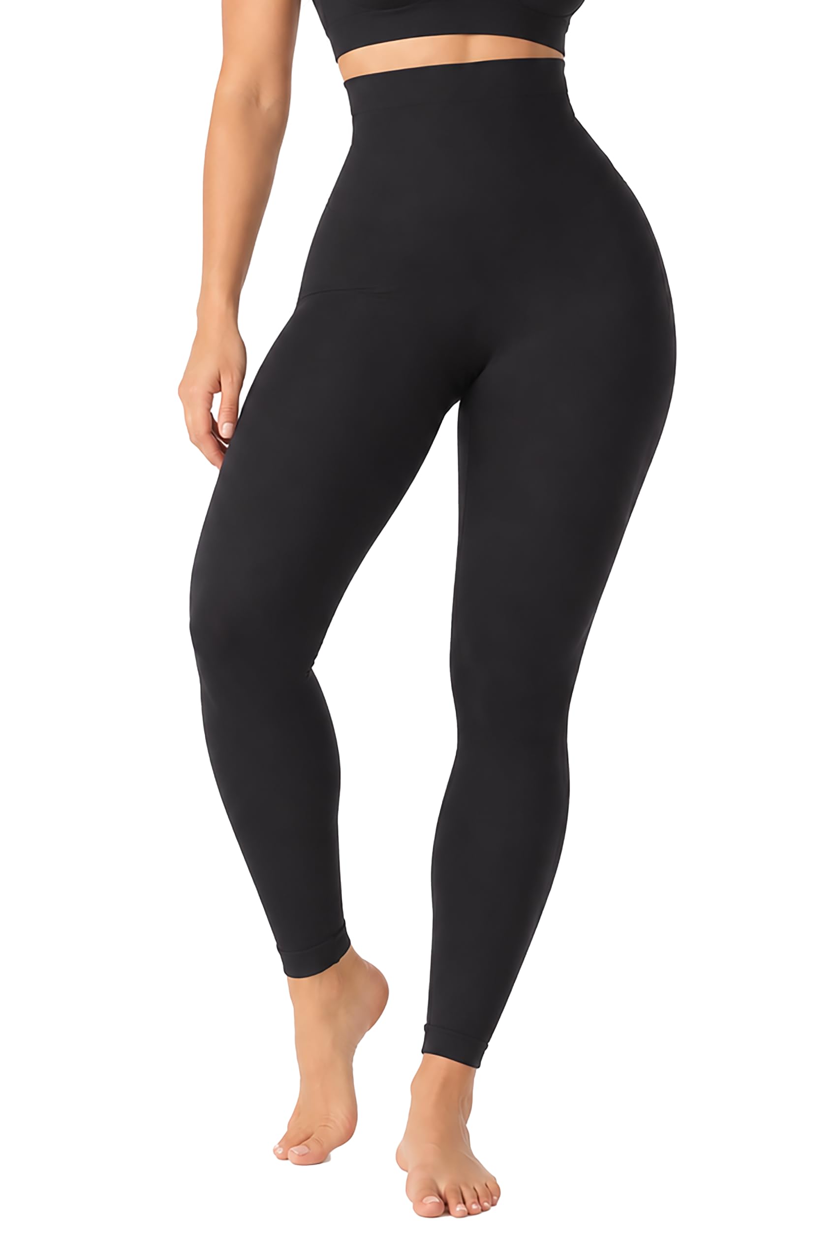 SHAPERMINT High Waisted Tummy Control Compression Leggings for Women - Petite to