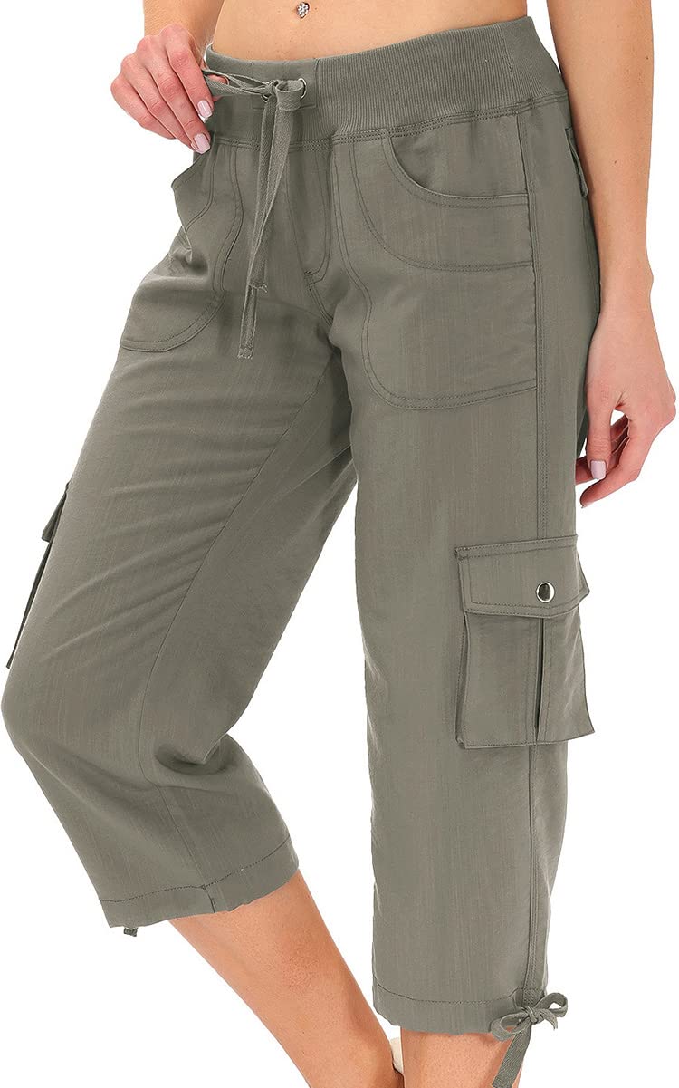 MoFiz Capris for Women with Pockets Loose Fit Capri Pants Casual Stylish Lightwe