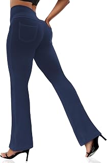 VOOVEEYA Bootcut Leggings for Women, Flare Yoga Pants with 4 Pockets Tummy Control High Waist Casual Dress Pants