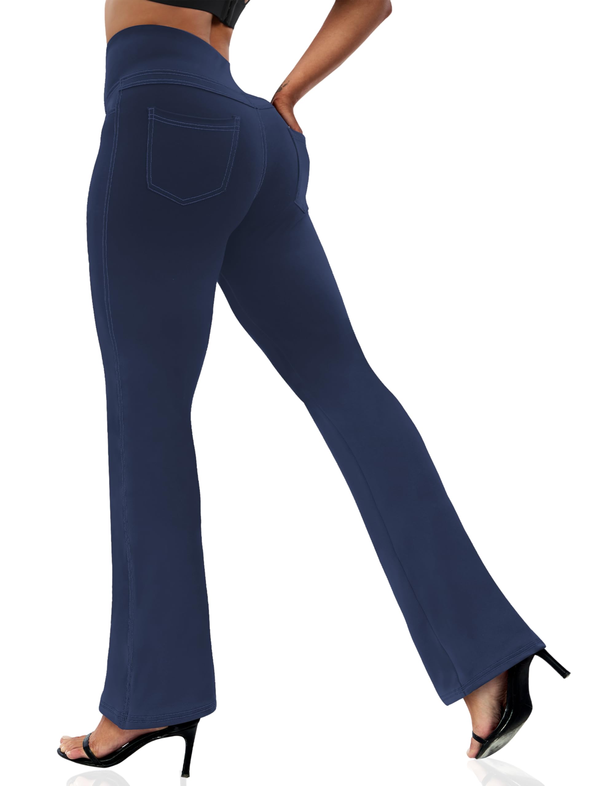 VOOVEEYA Bootcut Leggings for Women, Flare Yoga Pants with 4 Pockets Tummy Contr