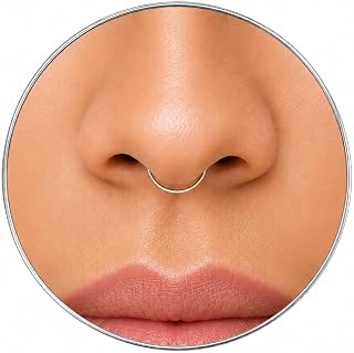 925 Sterling Silver Fake Septum Ring for Women – Faux Septum Nose Ring, Non Piercing Septum Cuff – Thin Dainty Fake Nose Hoop, No Piercing Needed