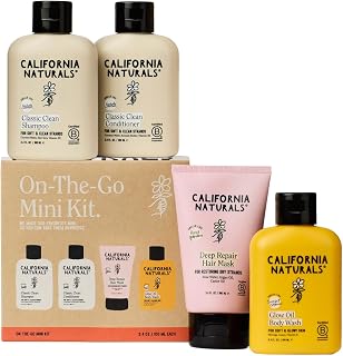 California Naturals On-The-Go Mini Travel Size Shampoo and Conditioner, Hair Mask &amp; Travel Size Body Wash, For All Hair &amp; Skin Types, 3.4 oz