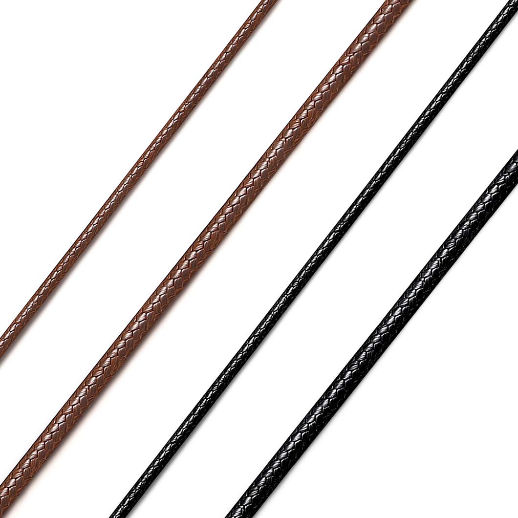 Richsteel Stainless Steel 2 mm / 3 mm Wide Versatile Unisex Leather Necklace wit