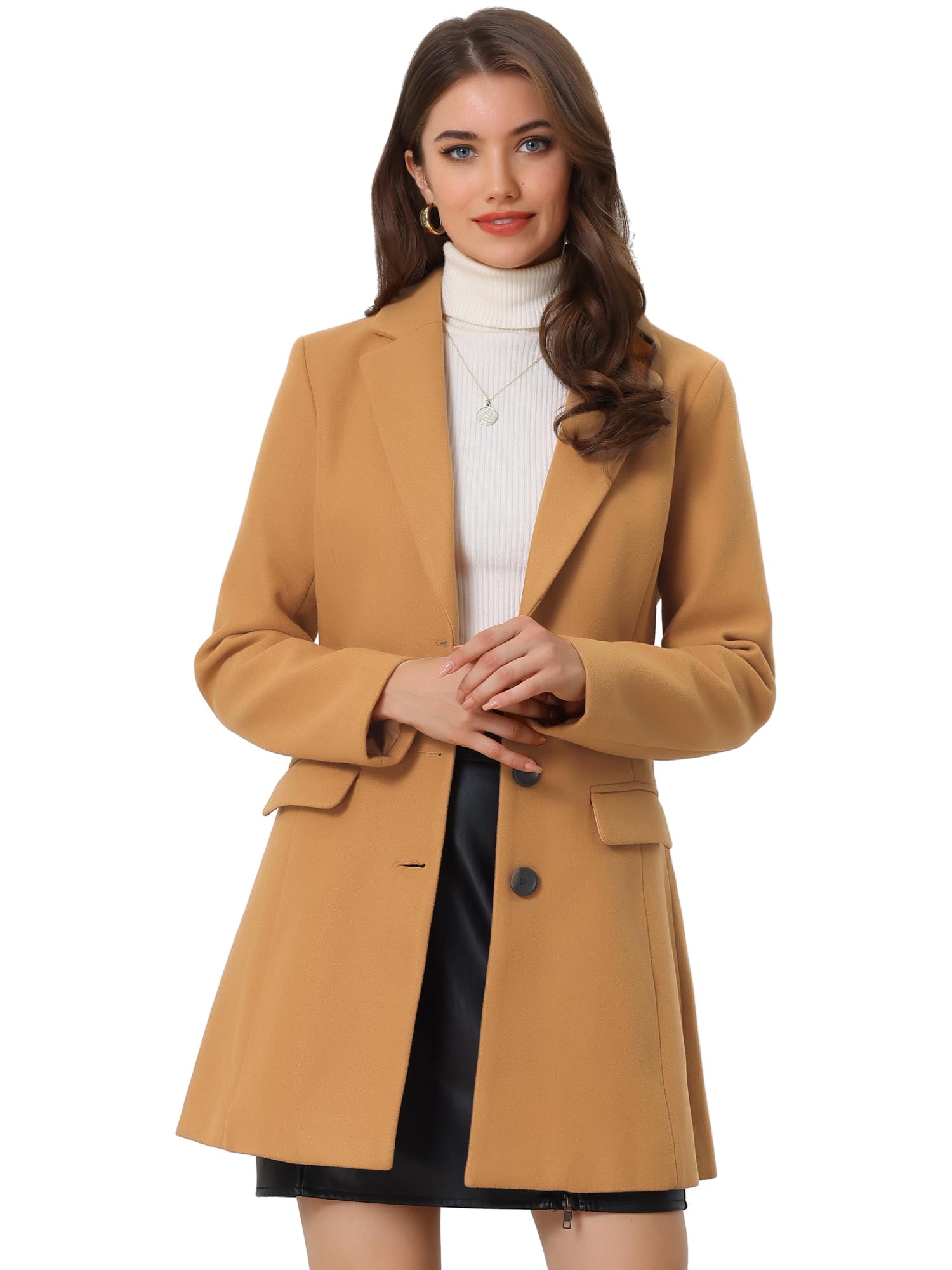Allegra K Basic Coat Women
