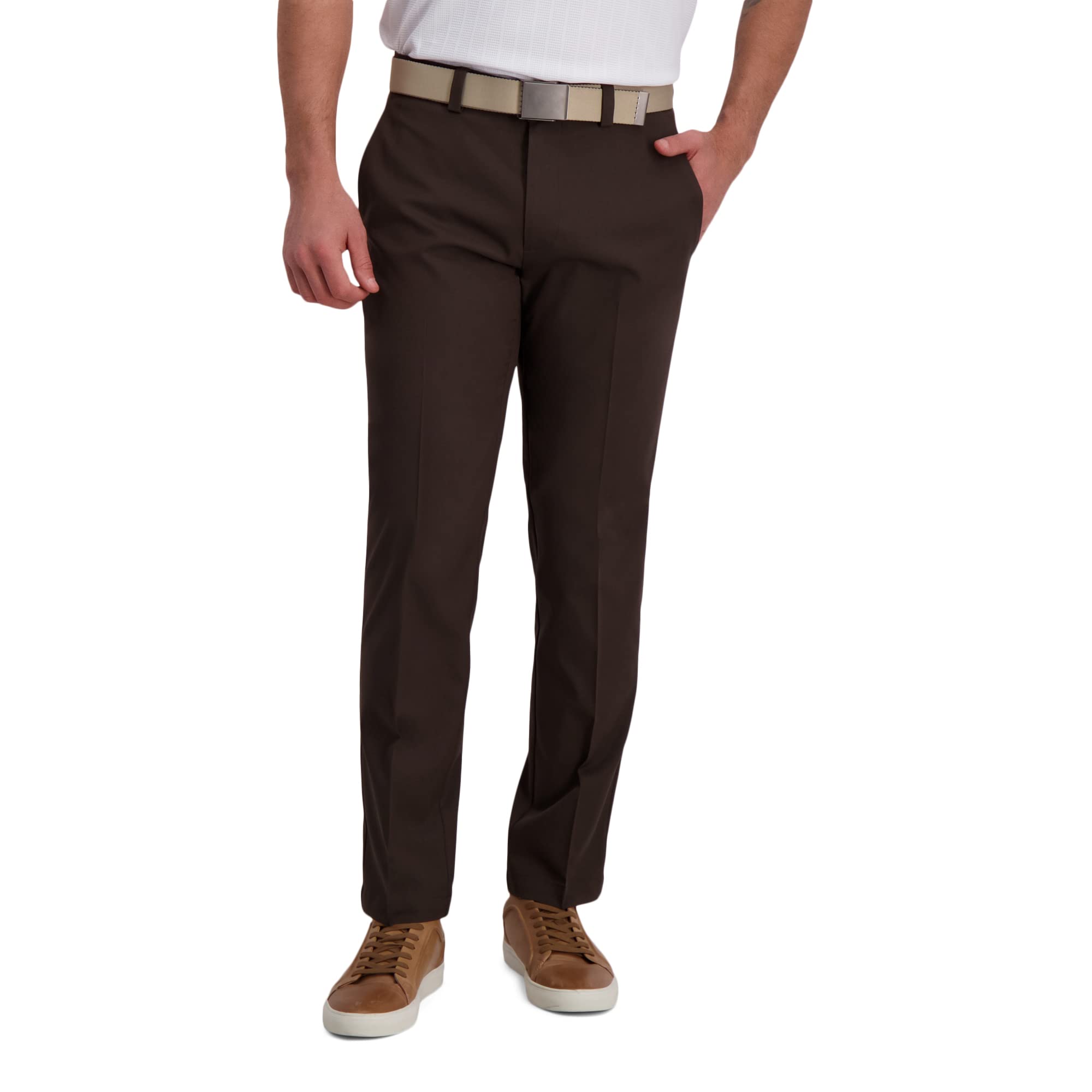 Haggar Men's Big and Tall Big & Tall Expandable Waistband ECLO Stria Pleated Fro