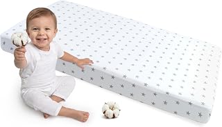 Medi Partners Baby Mattress Fitted Sheet 60 x 120 cm – 100% Cotton Fitted Sheets for Baby Bed Cover Sheets Bedding Mattress Quilt (Grey Stars on White)