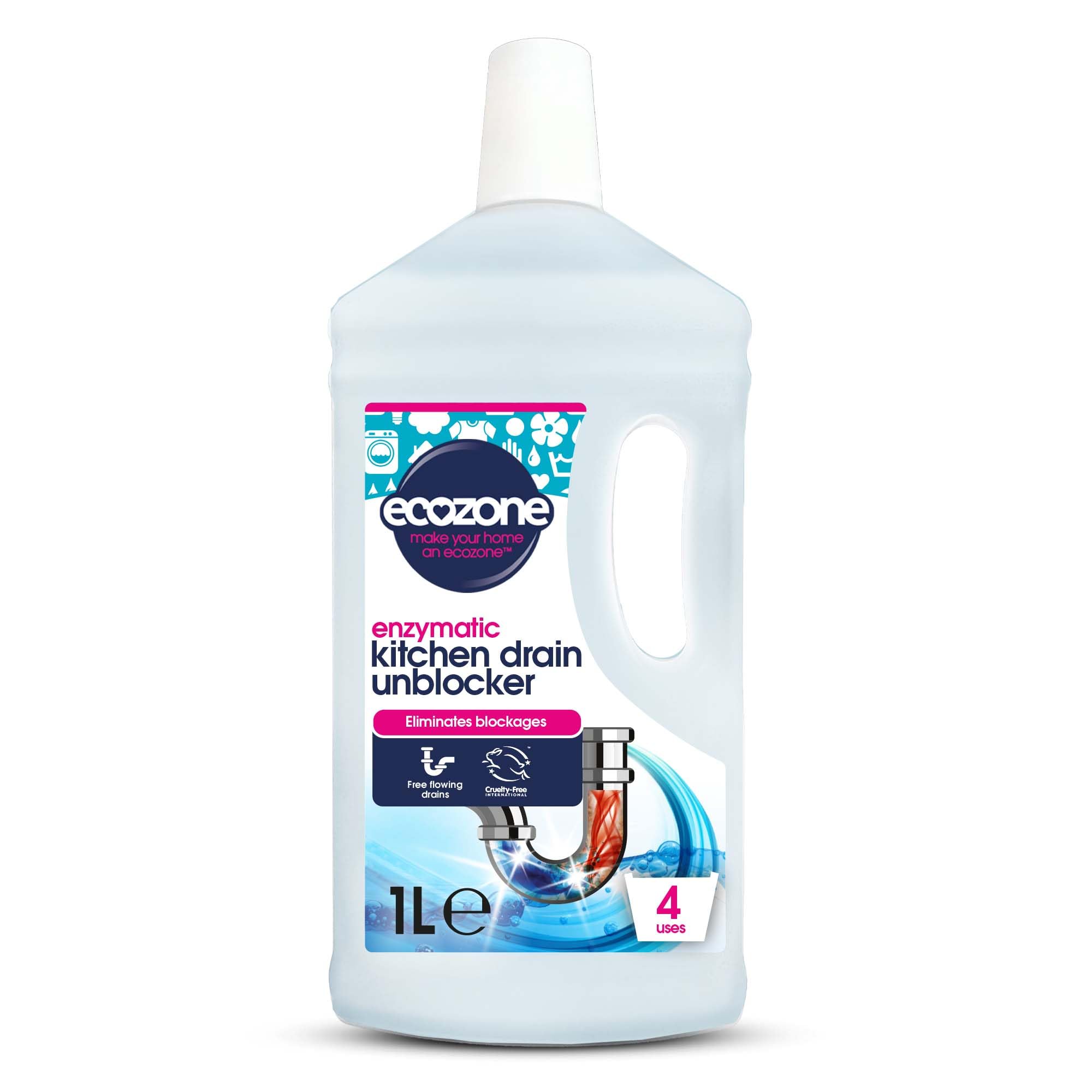 Ecozone Kitchen Drain Unblocker, Non-Toxic & Bleach-Free, Non Corrosive Cleaner,