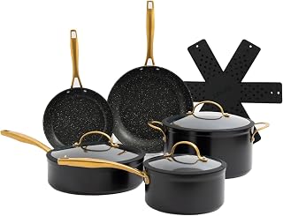 Induction Base Nonstick Pots & Pans 9 Piece Set, Kitchen Cookware Sets, Dishwasher Safe Non Stick Cooking Set with Frying Pans Saute Pan Casserole Saucepan Pan Protector Electric, Gas and Ceramic Hobs