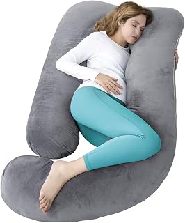 AMCATON 60 Inch Pregnancy Pillow for Sleeping, Extra Large U Shaped Body Pillow, Maternity Pillow for Pregnant Women with Velvet Cover (Dark Grey)
