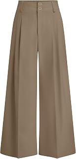 PRETTYGARDEN Women Wide Leg Palazzo Pants 2026 Fashion Loose Button High Waist Pleated Work Casual Pants