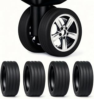 Silicone Wheel Protectors for Suitcase and Office Chair, Noise Reduction and Floor Scratch Protection, Fits 2.0"-2.6" Wheels, 4 Pack, Black