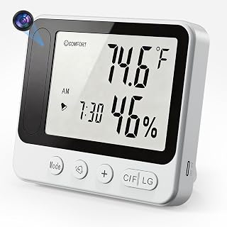 JOOKACE Hygrometer with Camera 4K WiFi Nanny Cam with Humidity and Tempreture Monitor, Motion Detection, Night Vision, Live View by Phone