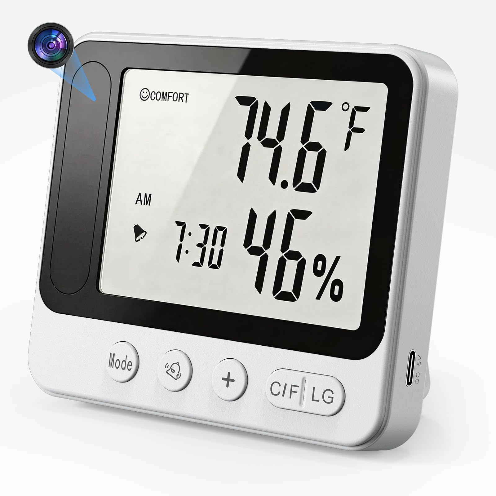 JOOKACE Hygrometer with Camera 4K WiFi Nanny Cam with Humidity and Tempreture Mo