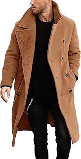 Makkrom Mens Double Breasted Trench Coat Business Casual Winter Overcoats