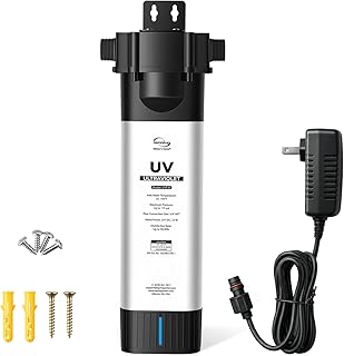 iSpring UVF20 Whole Home UV LED Water Filter System Up to 11 Years Long Life LED Water Purifier with Automatic Flow Control Built-in No Mercury, 3/4" Outlet MNTP