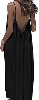 OFEEFAN Summer Dresses for Women 2026 Backless Cami Maxi Sundresses Spaghetti Strap Beach Vacation Clothes Swimsuit Coverup