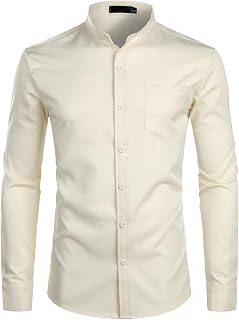 ZEROYAA Men's Mandarin Collar Stretch Dress Shirts